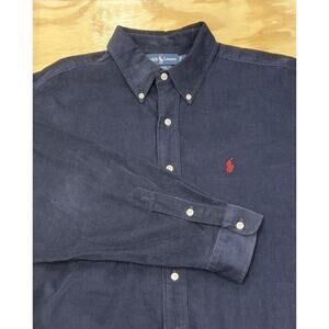 Polo Ralph Lauren Shirt Mens XL Button Up Corduroy Blue Blake Pony Preppy